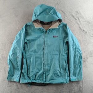 Patagonia Rain Jacket Womens Medium Blue Windbreaker Coat Outdoor Hiking Nylon